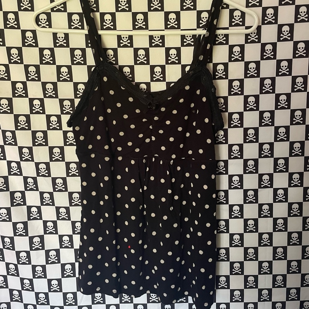 Emo scene polka dot babydoll tank
